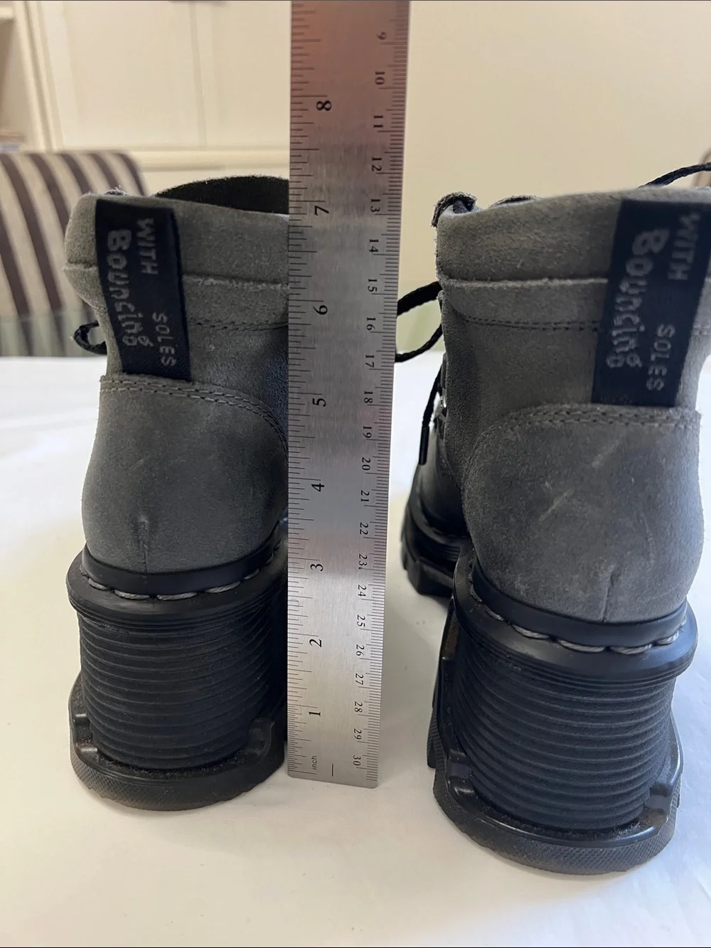 NEW Dr Martens Corran 3 Eye Waxy Suede Heeled Boots Gunmetal Grey US 5 EU 36